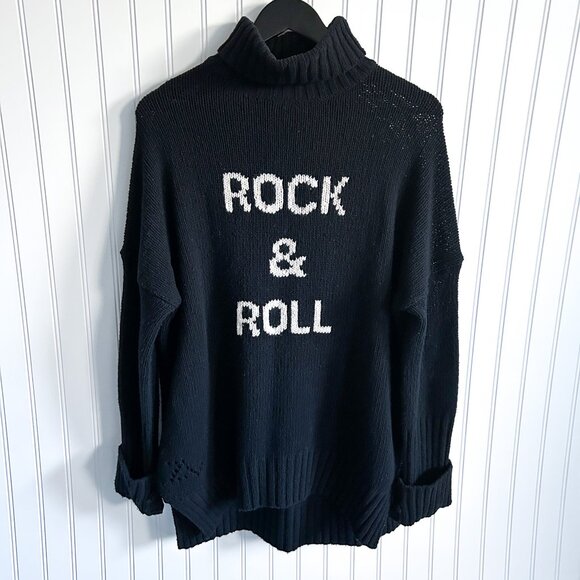 Zadig & Voltaire Alma Black Knit Rock N Roll Turtleneck Sweater - Picture 2 of 4